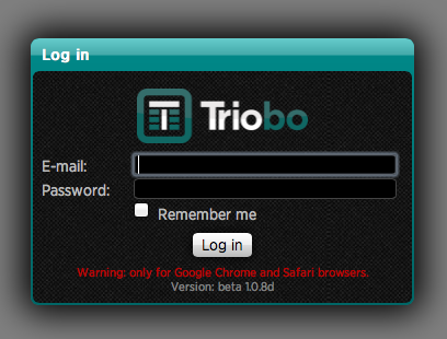 Triobo editor login window