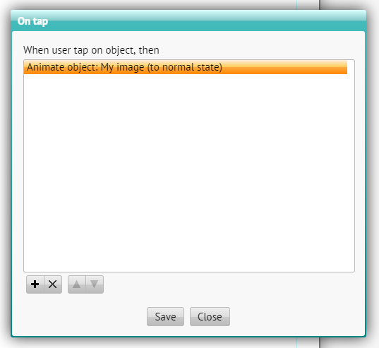 Dialog with action settings