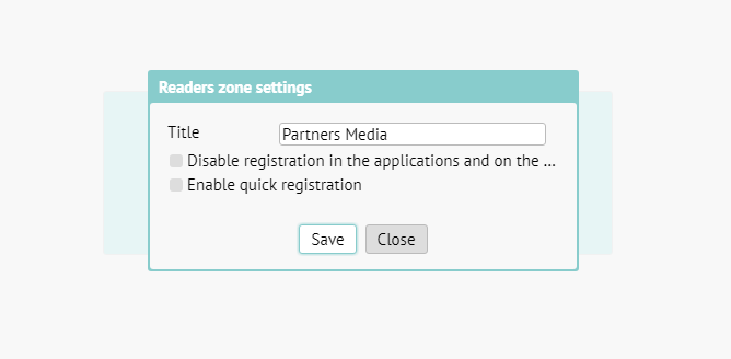 Readers zone settings