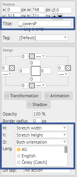 Object settings - custom app design