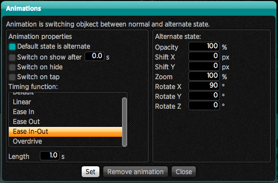 Animation setting window